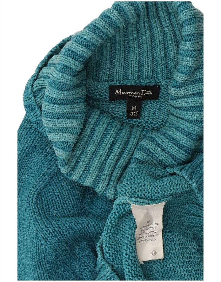 Sweter damski Massimo Dutti z wywijanym dekoltem UK 12, średni niebieski, bawełniany