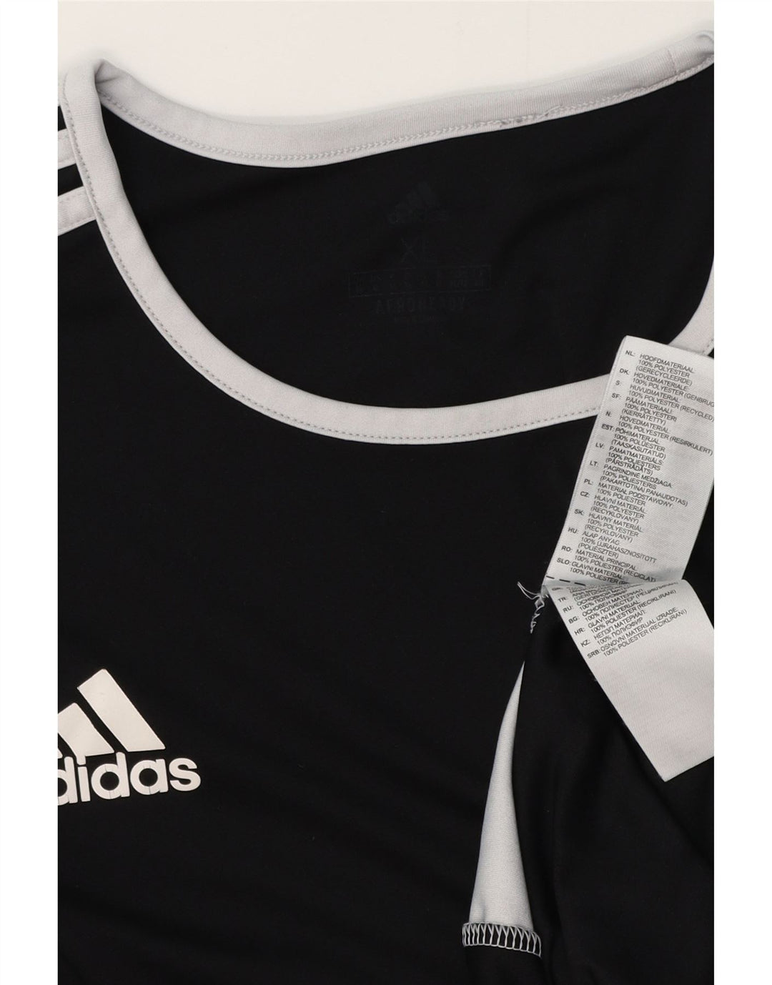 Męski t-shirt ADIDAS Aeroready, top XL, czarny poliester z blokami kolorów