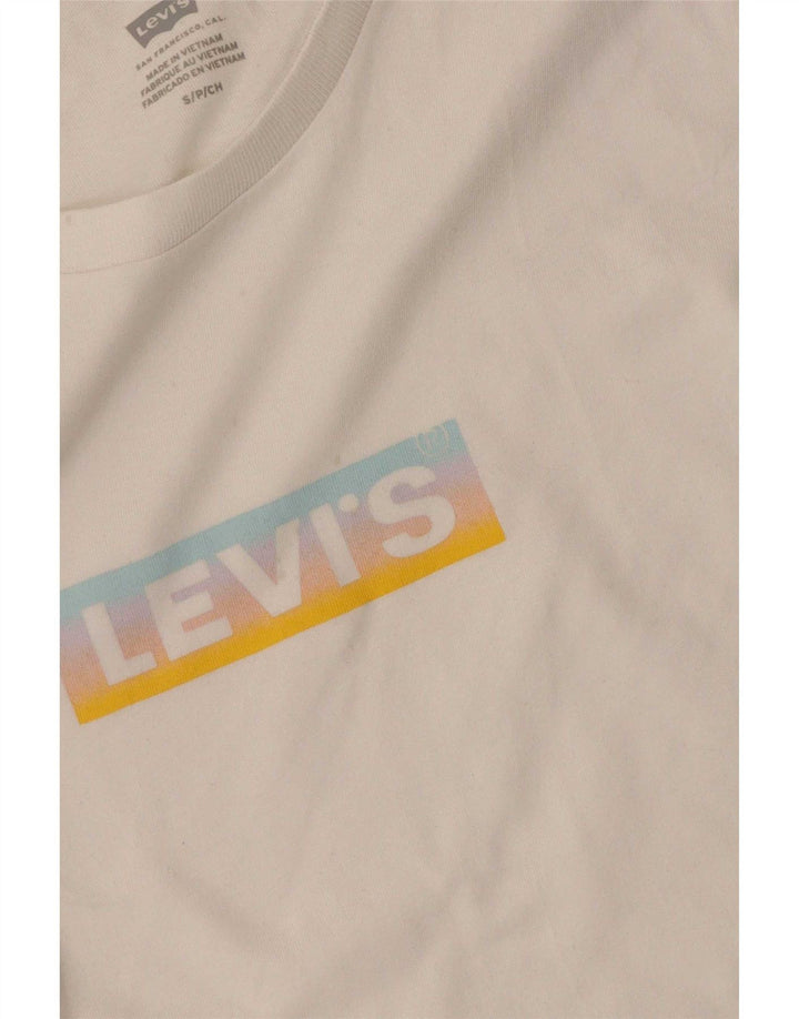 Damska koszulka z grafiką Levi's Top UK 8, mała, biała bawełna
