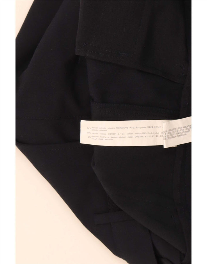 Damskie proste spodnie garniturowe Zara, średnie W30 L30, granatowe, poliestrowe