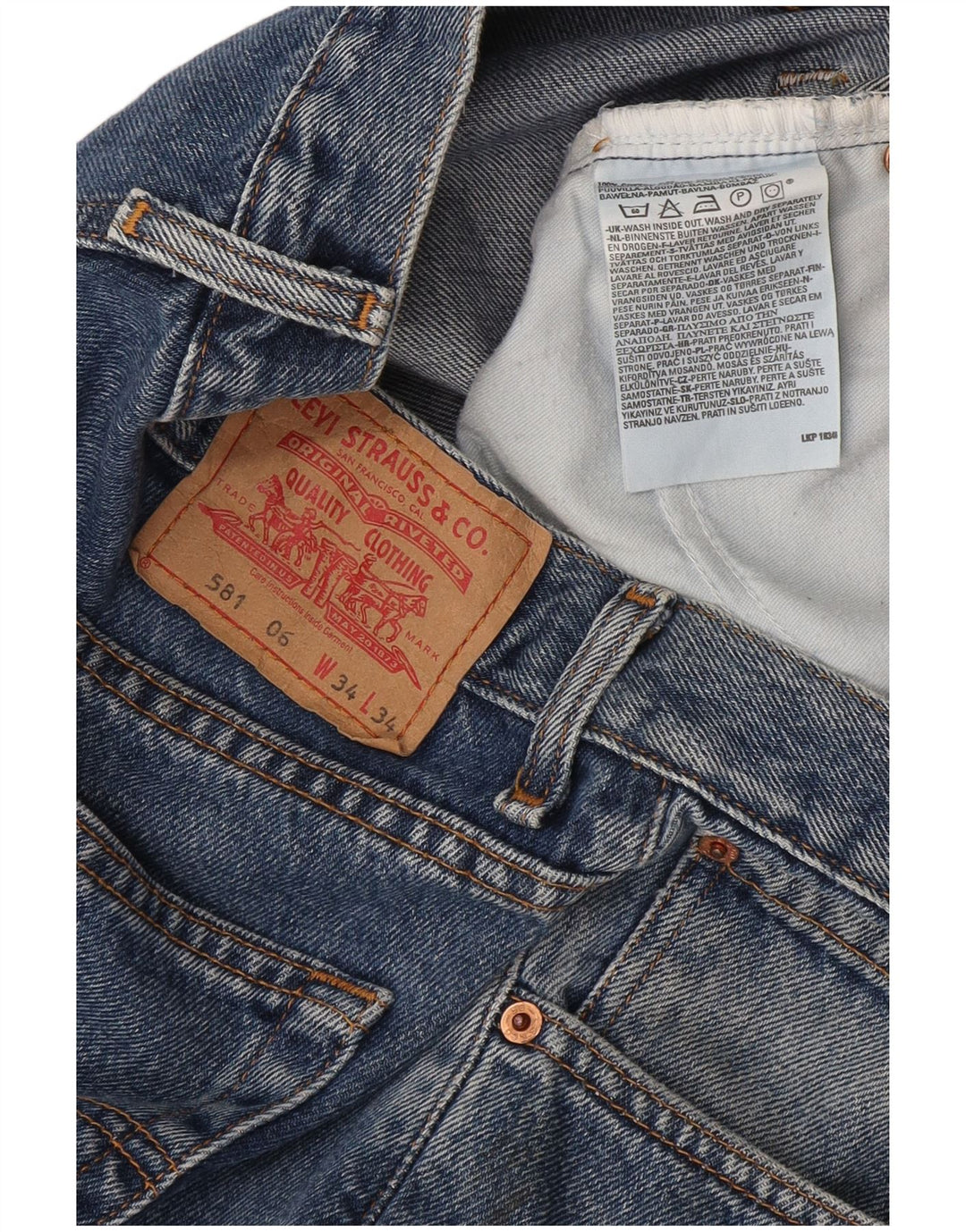 Męskie jeansy Levi's 581 Straight W34 L34 Niebieskie bawełniane