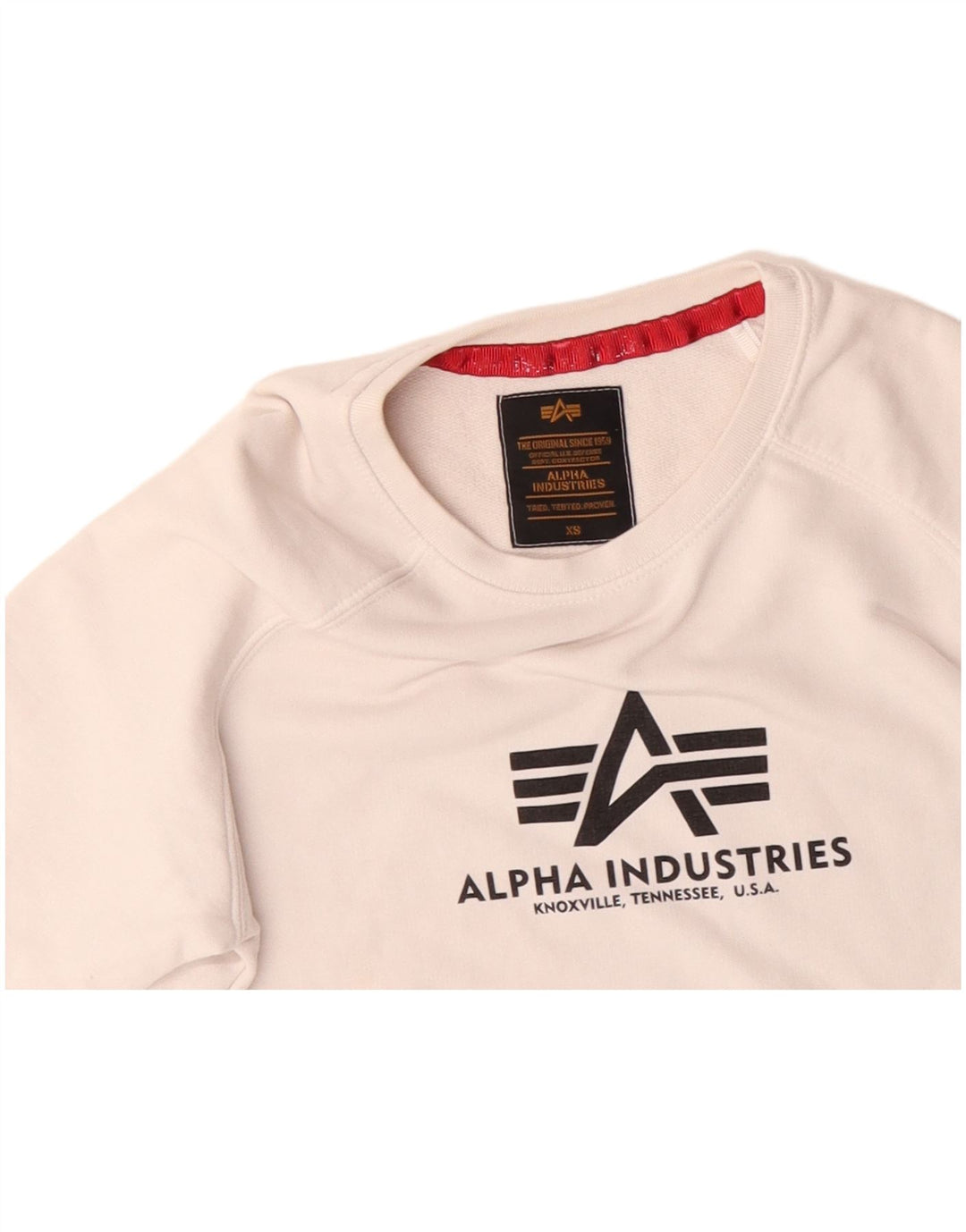 Męska bluza z grafiką ALPHA INDUSTRIES, sweter XS, biały