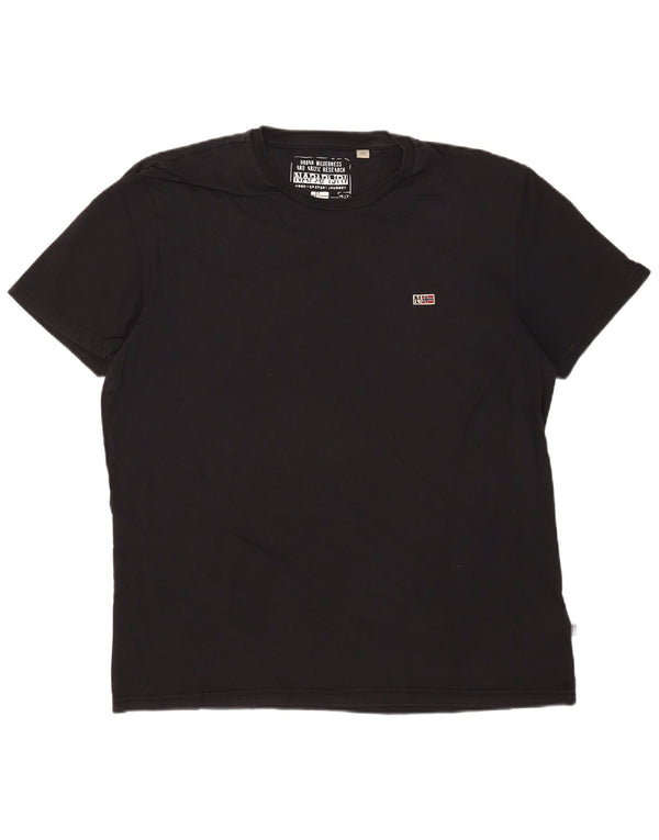 Męski T-shirt z grafiką Napapijri Top 2XL, czarna bawełna