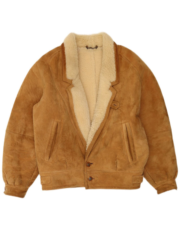 Vintage męska kurtka shearling UK 42 XL beżowa