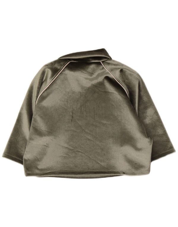 Adidas Damski Oversize Welurowy Top 3/4 Rękaw UK 8 Mały Zielony Poliester