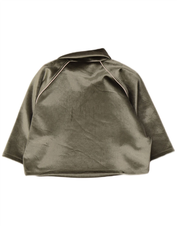 Adidas Damski Oversize Welurowy Top 3/4 Rękaw UK 8 Mały Zielony Poliester