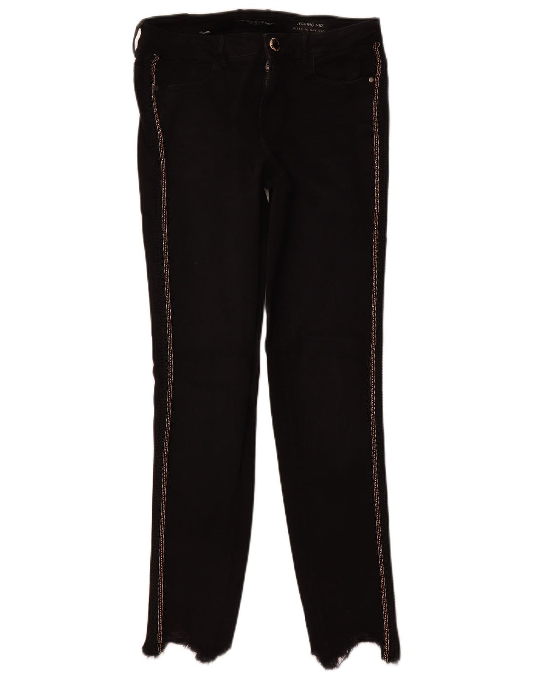 Damskie jeansy skinny ze średnim stanem GUESS W28 L28, czarne, bawełniane