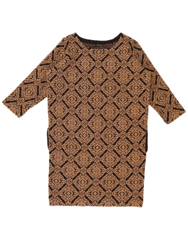 Damska sukienka sweterkowa z rękawem 3/4 Zara UK 12 Średni brązowy geometryczny