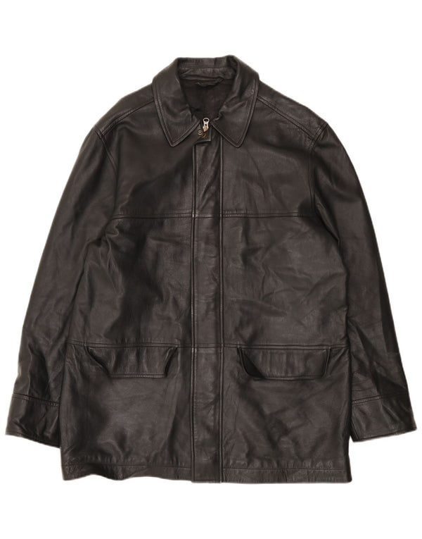 Marks & Spencer Męska kurtka skórzana UK 38, średnia czarna skóra