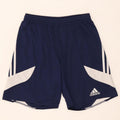 Męskie spodenki sportowe Adidas Climalite, małe, granatowe, z blokami kolorów, poliestrowe