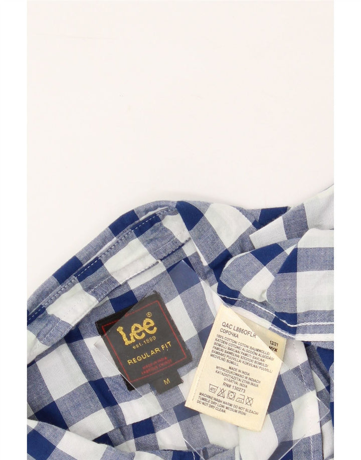 LEE Mens Regular Fit Short Sleeve Shirt Medium Blue Gingham Cotton Vintage Lee and Second-Hand Lee from Messina Hembry 