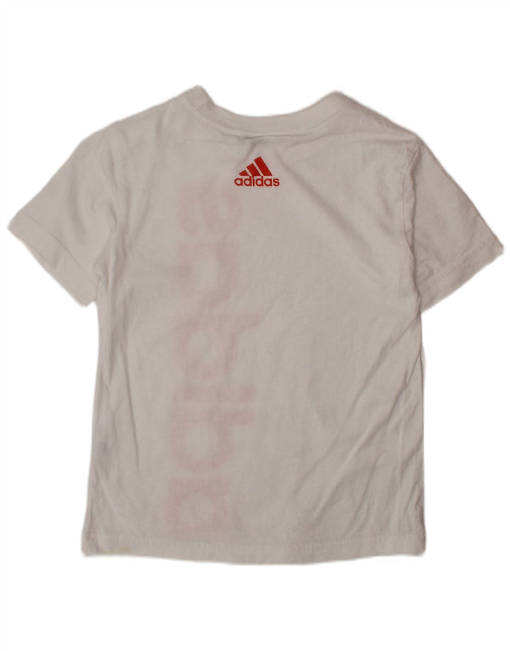 Chłopięcy T-shirt z grafiką ADIDAS, 5-6 lat, biały