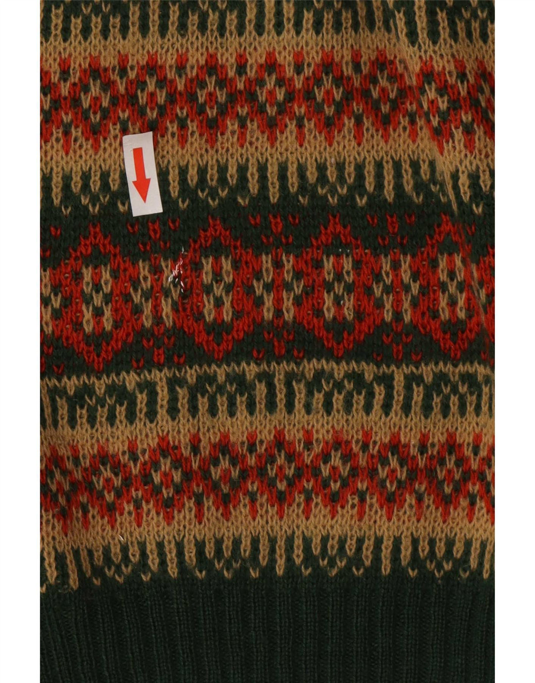 Męski sweter w stylu vintage z dekoltem w szpic, wełniany w średnie zielone paski