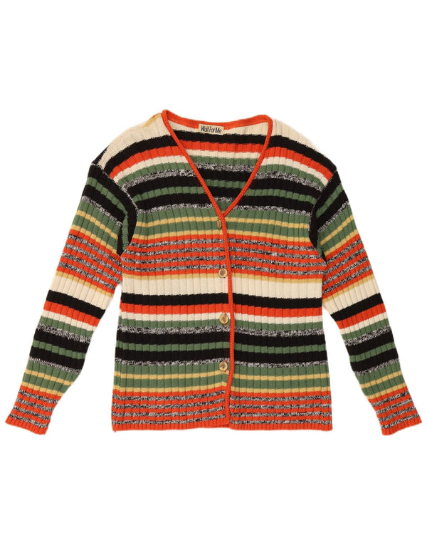 Sweter damski w stylu vintage, UK 16, duży, wielobarwny, wełniany w paski