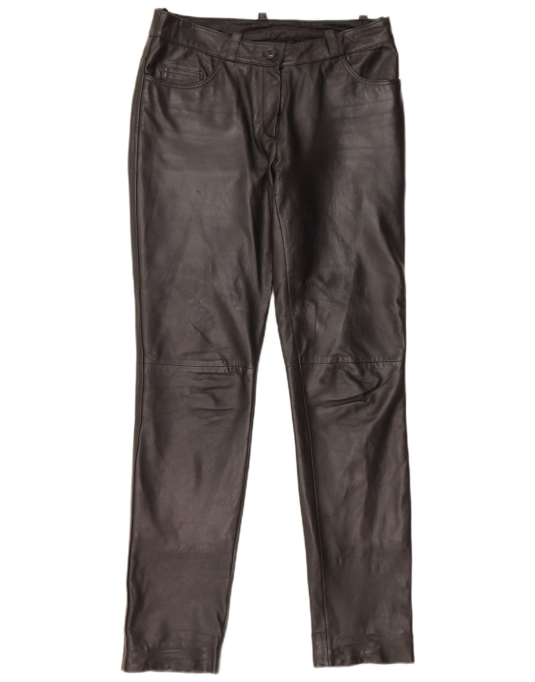 Damskie spodnie skórzane HEINE UK 12 Medium W30 L31 Czarna skóra