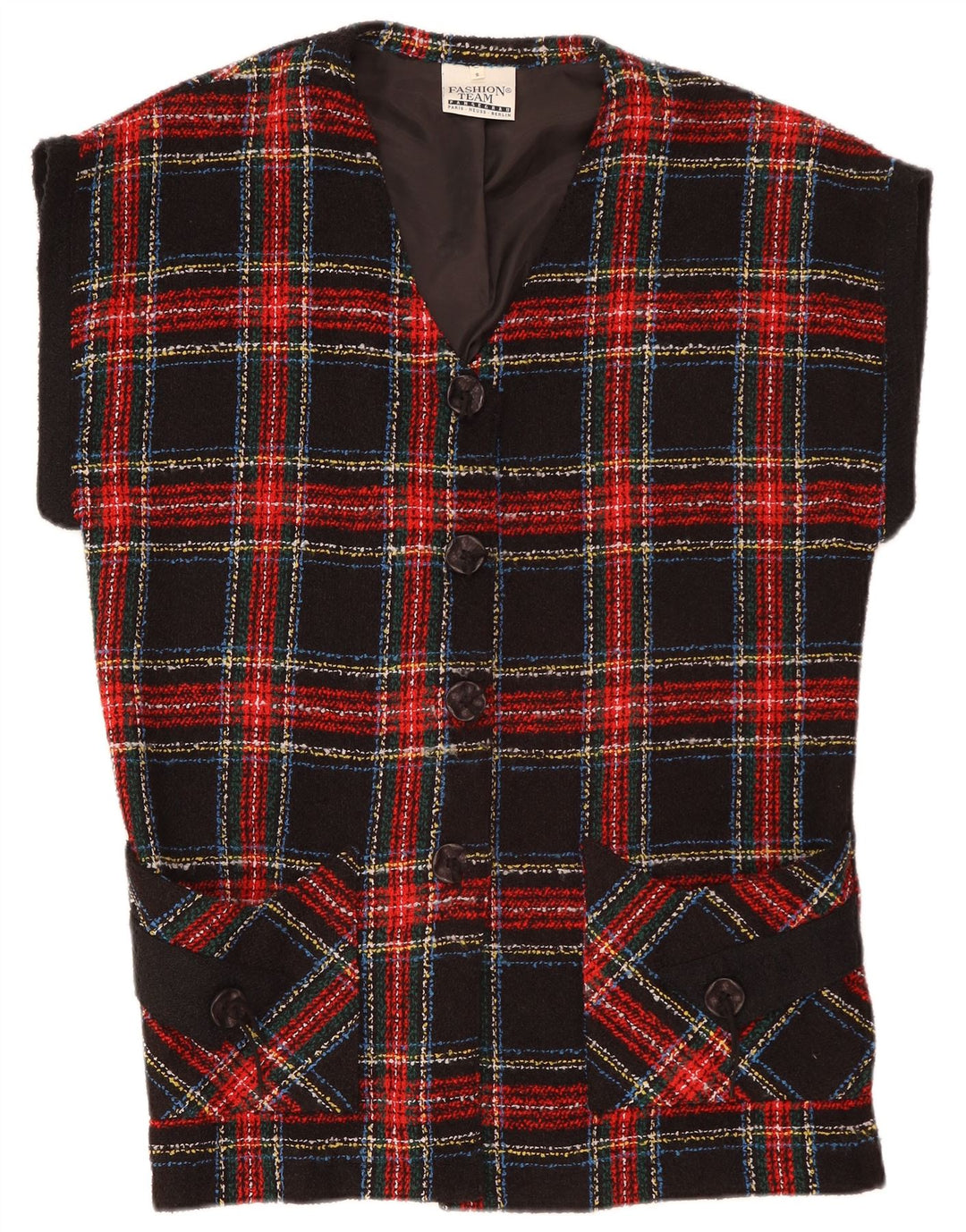 VINTAGE Damska marynarka oversize zapinana na 4 guziki UK 10 w małą czerwoną kratę