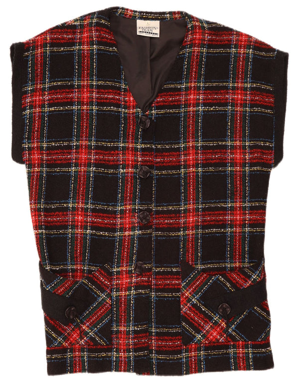 VINTAGE Damska marynarka oversize zapinana na 4 guziki UK 10 w małą czerwoną kratę