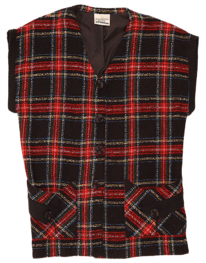 VINTAGE Damska marynarka oversize zapinana na 4 guziki UK 10 w małą czerwoną kratę