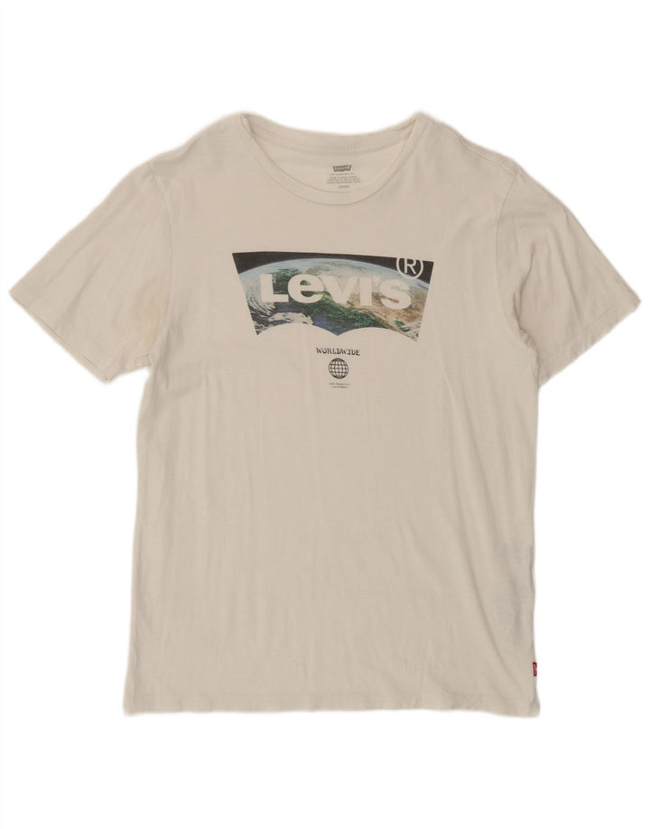 Męski T-shirt z grafiką Levi's, mały, biały, bawełniany