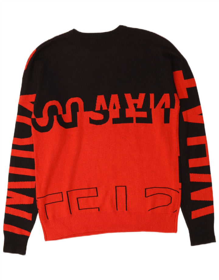 Męski sweter Zara z graficznym wycięciem pod szyją, nylon w kolorze średniej czerwieni