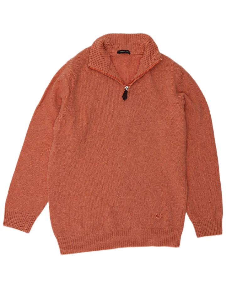 Męski sweter zapinany na zamek Sergio Tacchini, średnia wełna w kolorze pomarańczowym
