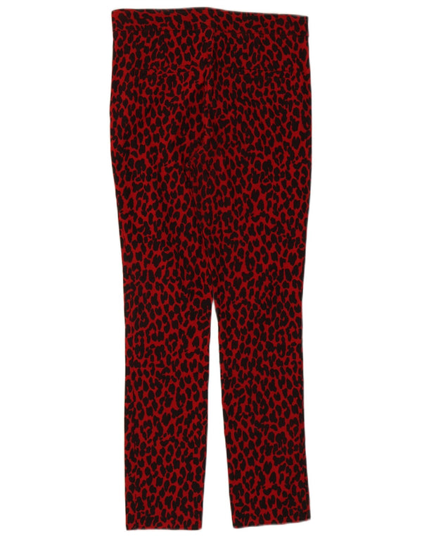 Damskie spodnie typu slim casual Zara, małe W26 L26, czerwone, wiskozowe z nadrukiem zwierzęcym