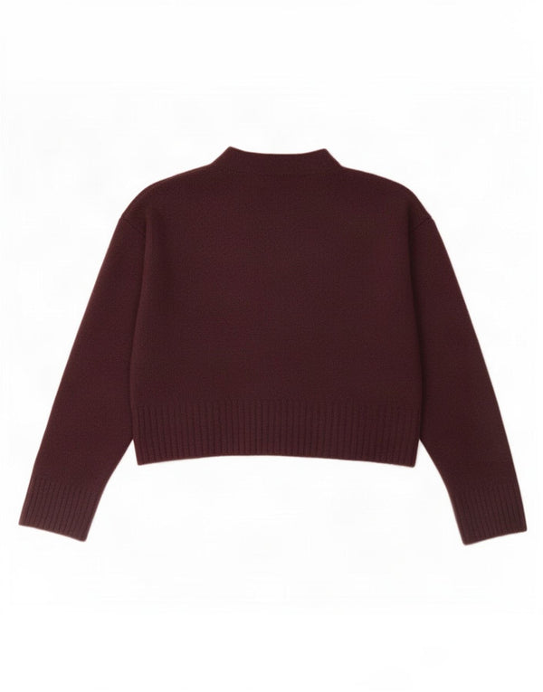 Zara Womens Crop Turtle Neck Jumper Sweater UK 14 Large Purple