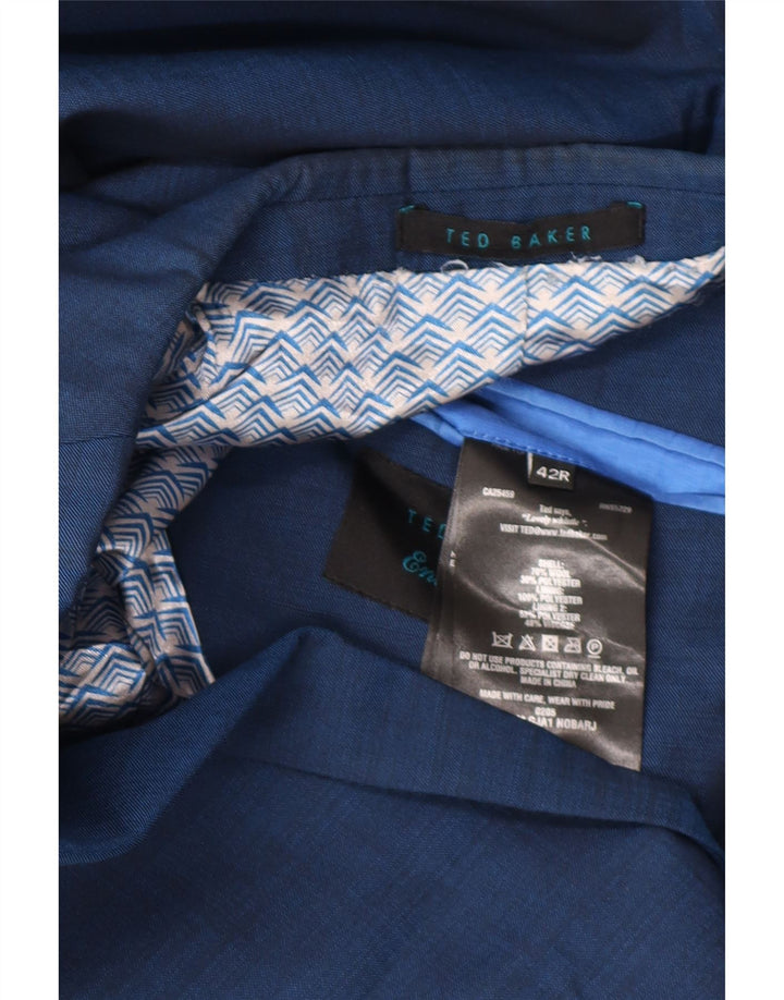 Ted Baker Męska marynarka zapinana na 2 guziki, UK 42 XL, niebieska wełniana