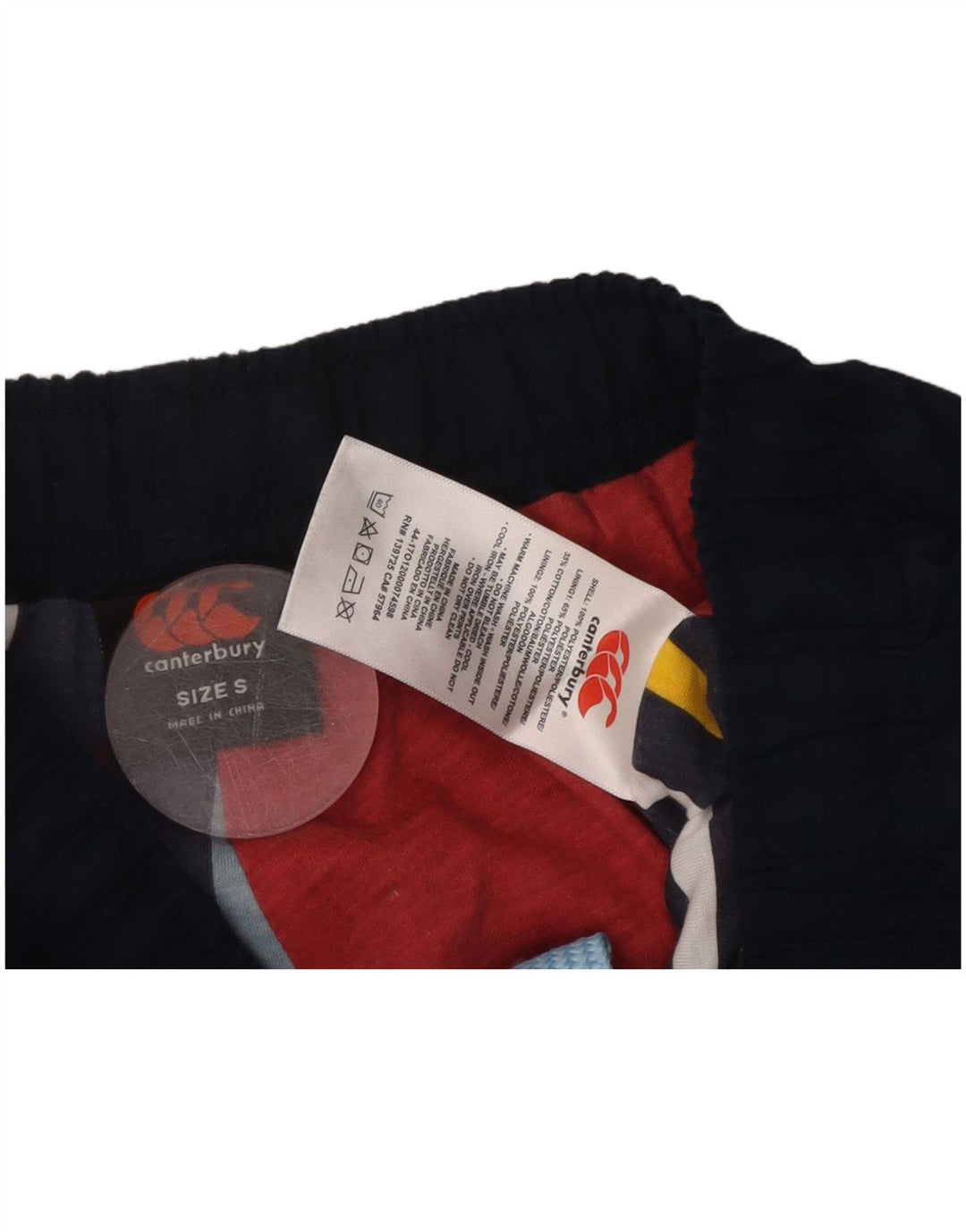 Męskie spodnie dresowe CANTERBURY z grafiką, małe, granatowe, z poliestru