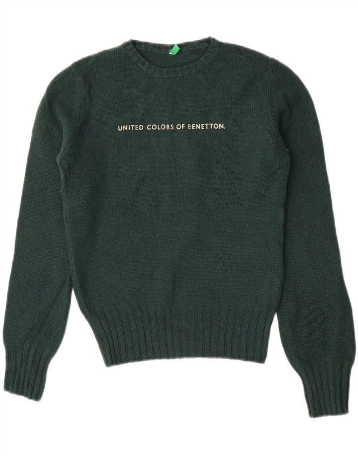 Damski sweter Benetton Crop Graphic z okrągłym dekoltem UK 10 Small Green