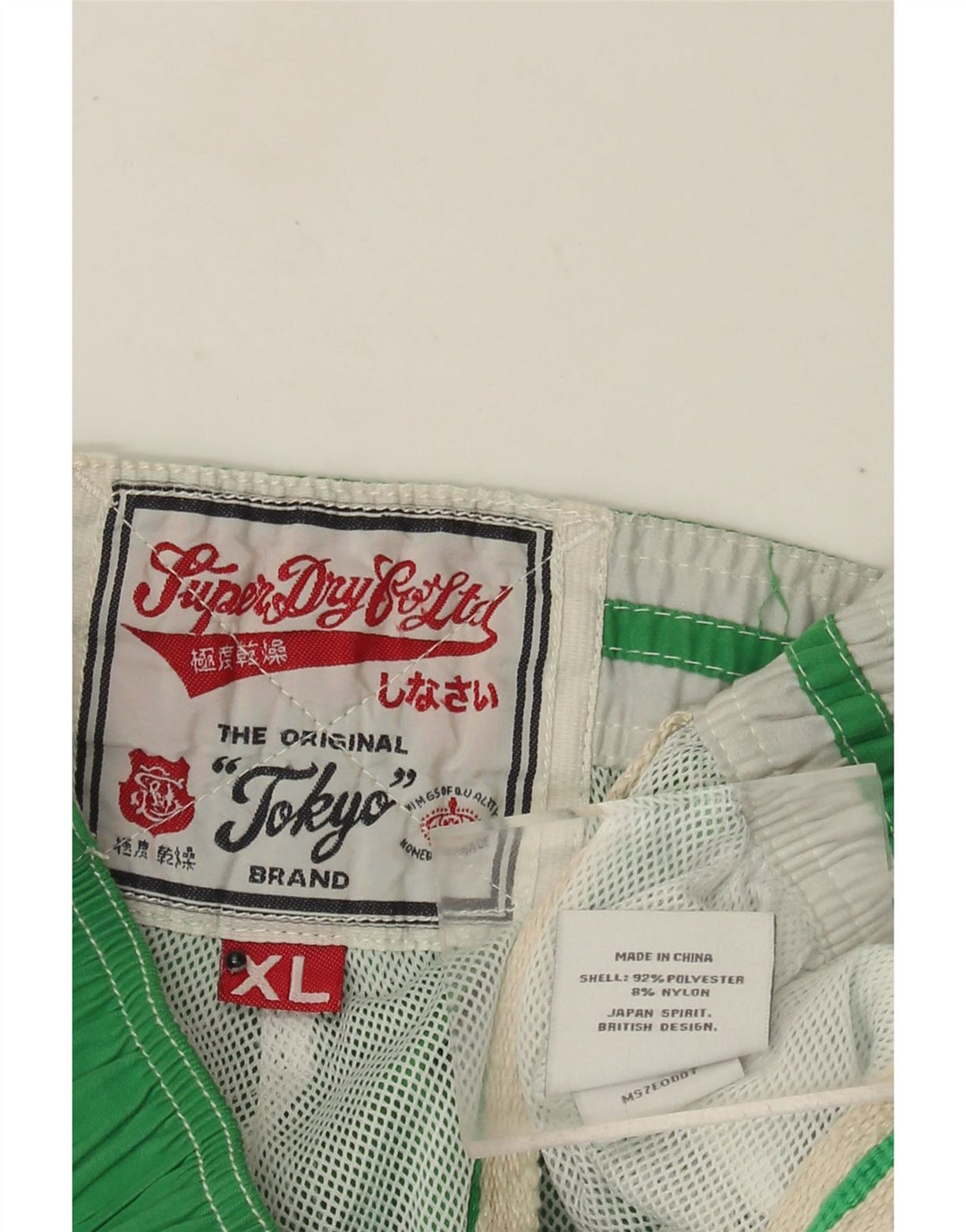 Męskie spodenki kąpielowe Superdry z grafiką XL, zielone, poliestrowe z blokami kolorów