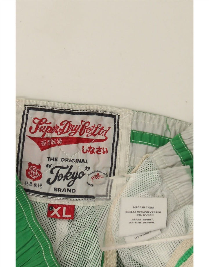 Męskie spodenki kąpielowe Superdry z grafiką XL, zielone, poliestrowe z blokami kolorów