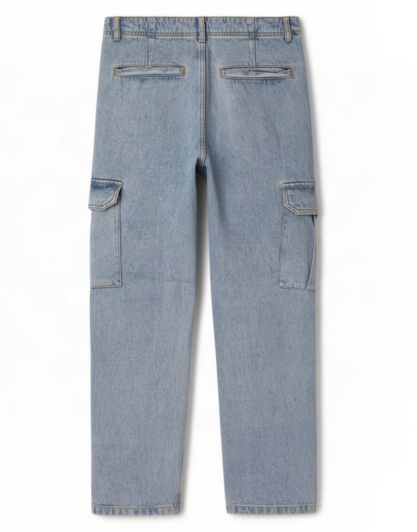 Męskie jeansy cargo z wysokim stanem Zara EU 40 Medium W31 L29 Niebieskie bawełniane