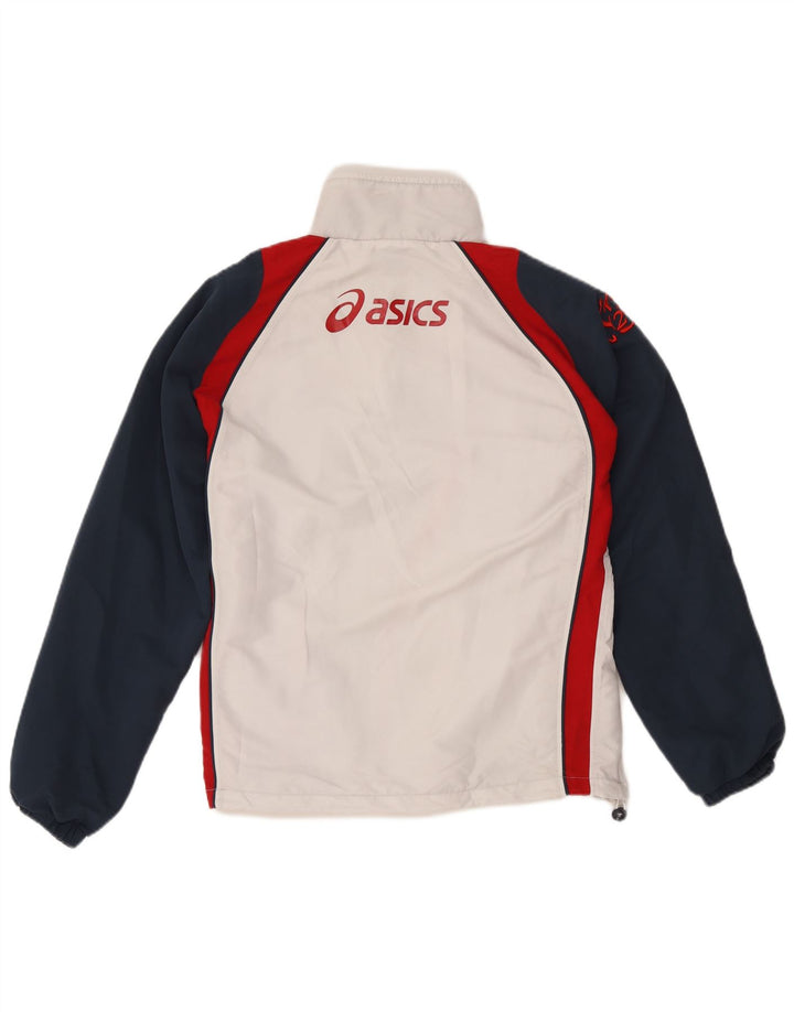 Męska kurtka dresowa Asics z grafiką XL, biały poliester z blokami kolorów