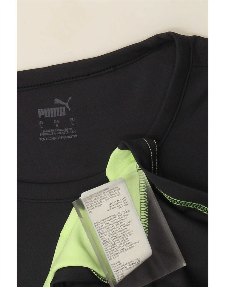 T-shirt męski Puma, duży, czarny, z blokami kolorów, poliester