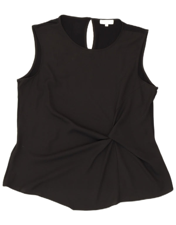 WAREHOUSE Damska bluzka bez rękawów UK 16, duża, czarna wiskoza