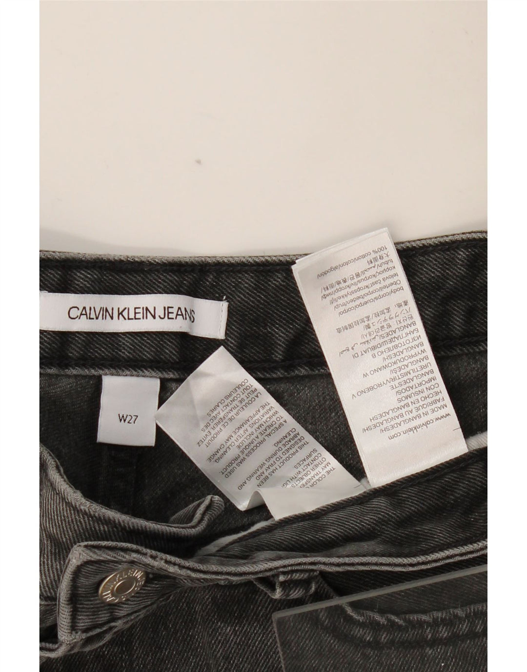 Damskie spodenki jeansowe CALVIN KLEIN W27 małe, szare, bawełniane