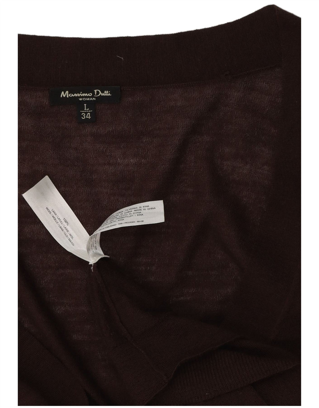 MASSIMO DUTTI Damski sweter kardigan UK 14, duży, brązowy, wełniany