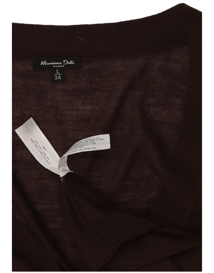 MASSIMO DUTTI Damski sweter kardigan UK 14, duży, brązowy, wełniany
