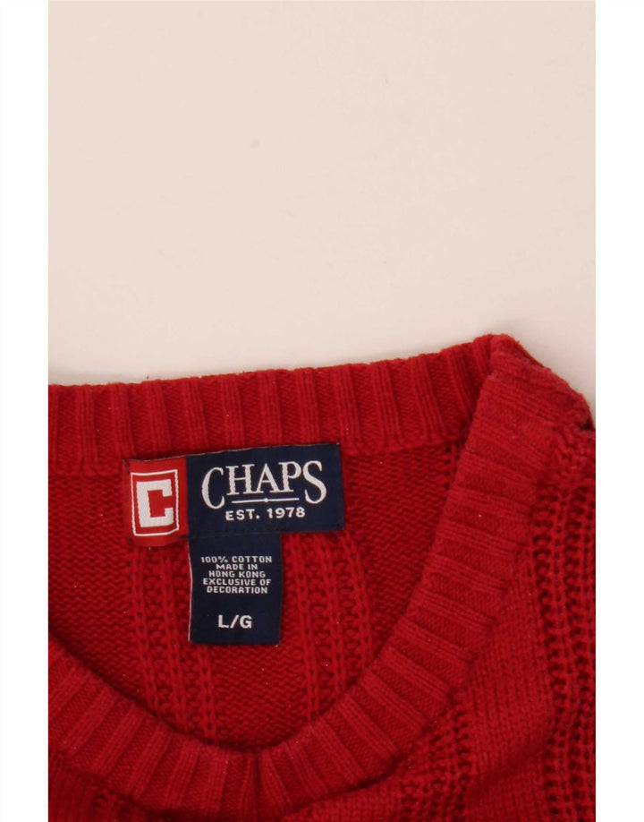 Męski sweter Chaps z dekoltem w łódkę, duży, bawełniany w czerwone paski