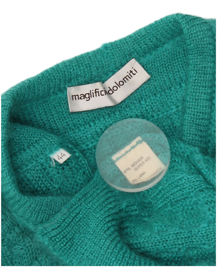 Sweter damski w stylu vintage IT 44 Średni zielony moher