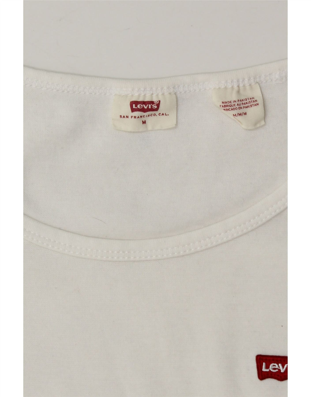 LEVI'S Womens T-Shirt Top UK 12 Medium White Cotton Vintage Levi's and Second-Hand Levi's from Messina Hembry 