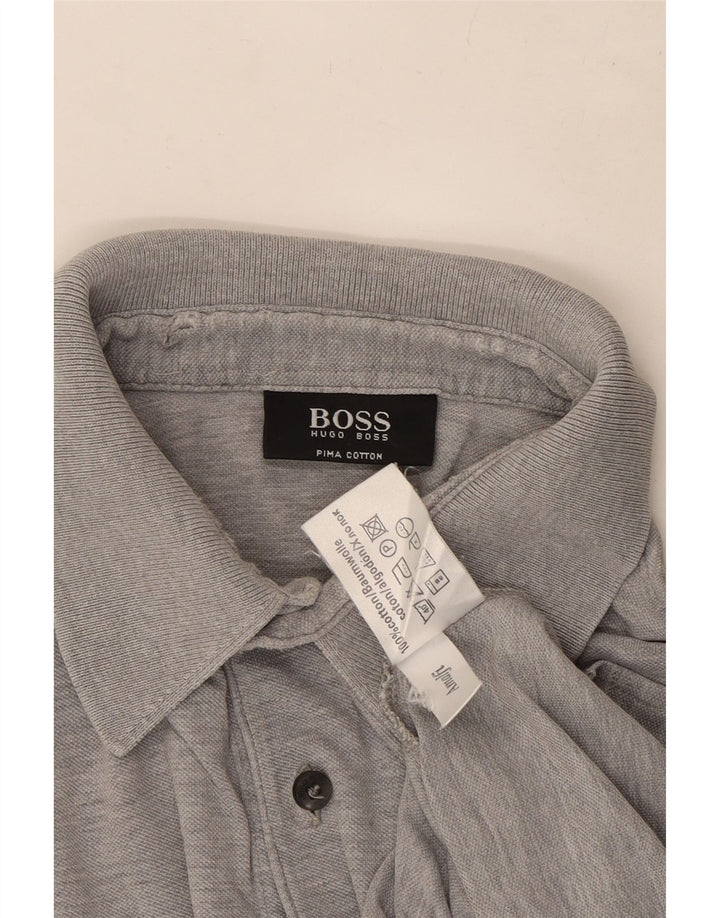 Męska koszulka polo Hugo Boss, średnia szara bawełna w cętki