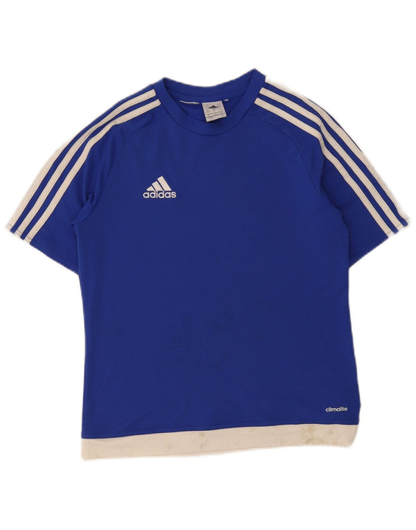 Chłopięca koszulka Adidas Climalite z grafiką, 13-14 lat, niebieska, z blokami kolorów