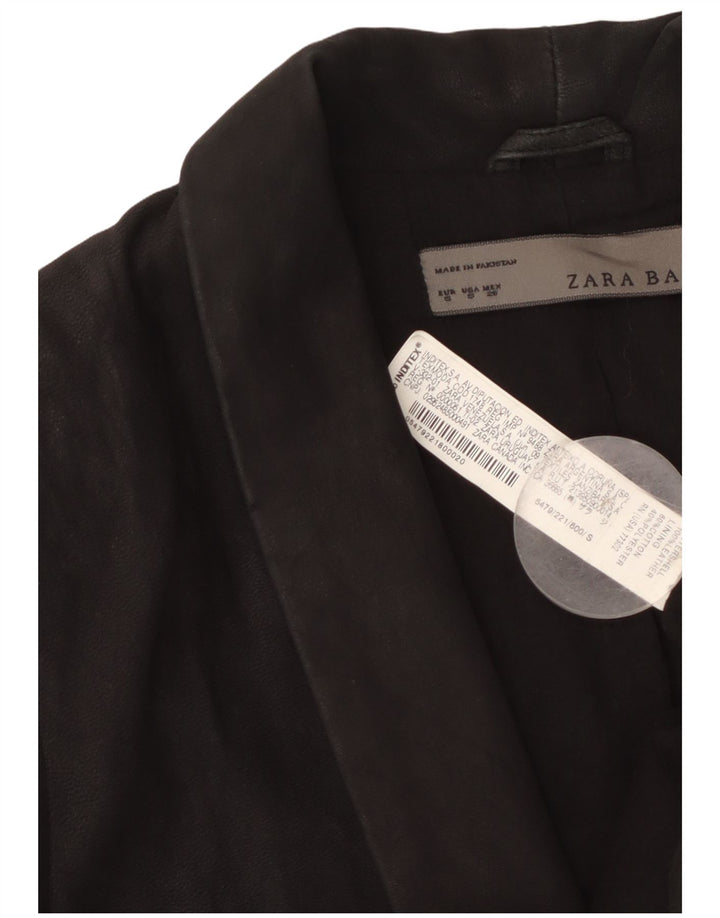 Zara damska marynarka zapinana na 1 guzik, UK 10, mała, czarna skóra