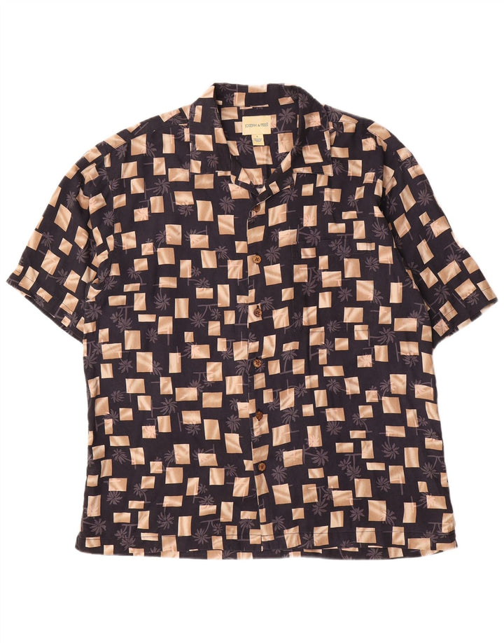 Męska koszula z krótkim rękawem Joseph & Feiss, duża, czarna, z geometrycznego jedwabiu