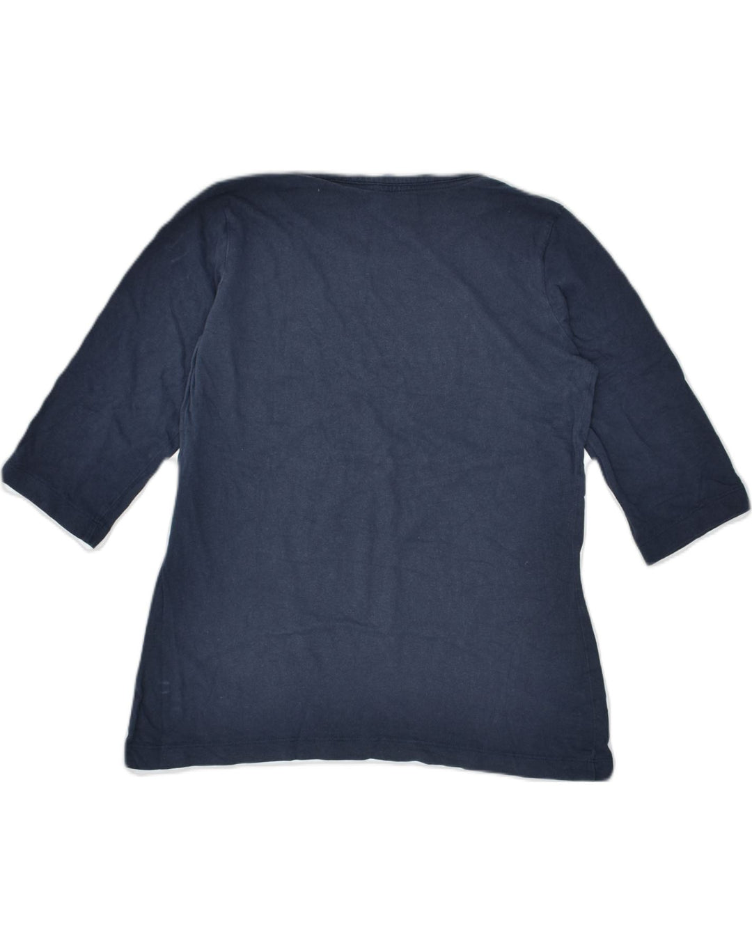 CHAMPION Womens Graphic Top 3/4 Sleeve UK 10 Small Navy Blue Cotton | Vintage | Thrift | Second-Hand | Used Clothing | Messina Hembry 